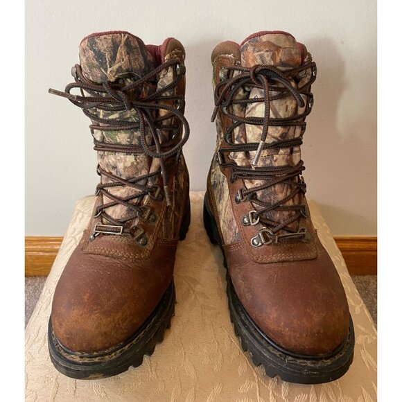 Cabelas Youth Brown & Camo Lace-Up Hunting Boots Size 3 - Picture 4 of 6